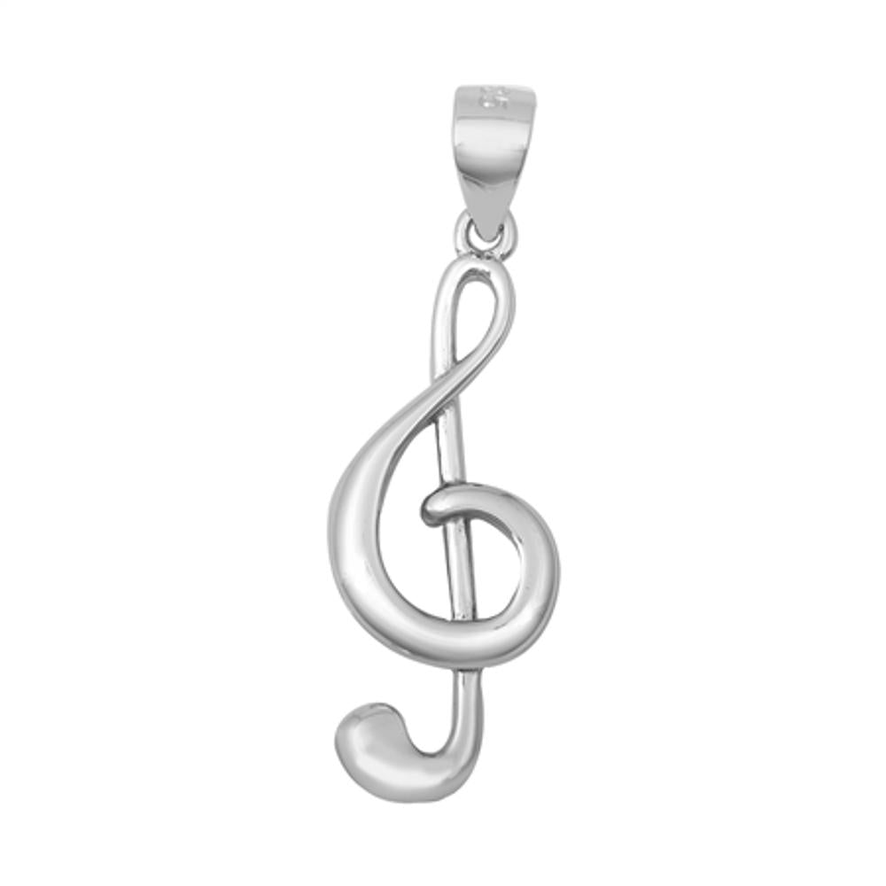 Sterling Silver Treble Clef Pendant Music Note High Polish Filigree Swirl Charm