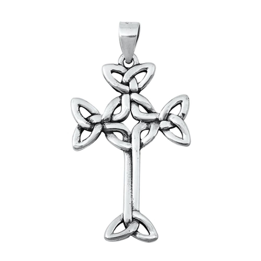 Sterling Silver Celtic Knot Cross Pendant Circle Faith Traditional Charm 925 New