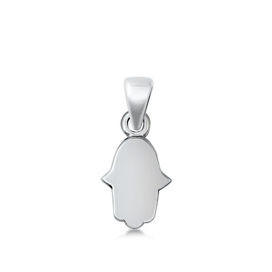 Sterling Silver Hamsa Hand of God Pendant Flat Outline Minimalist Charm 925 New