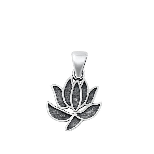 Sterling Silver Blooming Lotus Pendant Flower Meditation Calm Ohm Charm 925 New