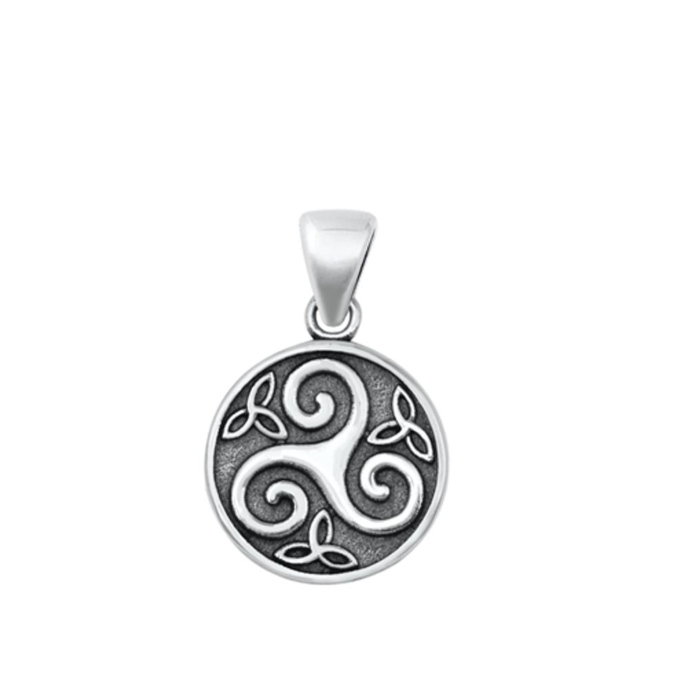 Sterling Silver Trinity Swirl Pendant Triskelion Celtic Knot Triquetra Charm 925