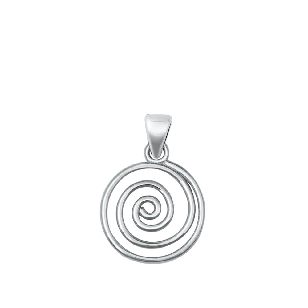 Sterling Silver Simple Spiral Pendant Curl Swirl Outline Charm 925 New