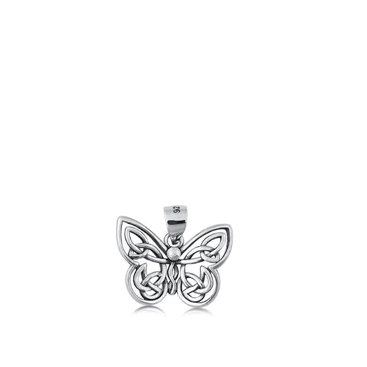 Oxidized Sterling Silver Cute Celtic Knot Butterfly Pendant 925 New Animal Charm