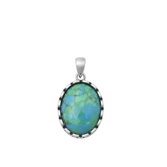 Chic Sterling Silver Turquoise Solitaire Pendant Oxidized Bali Charm 925 New