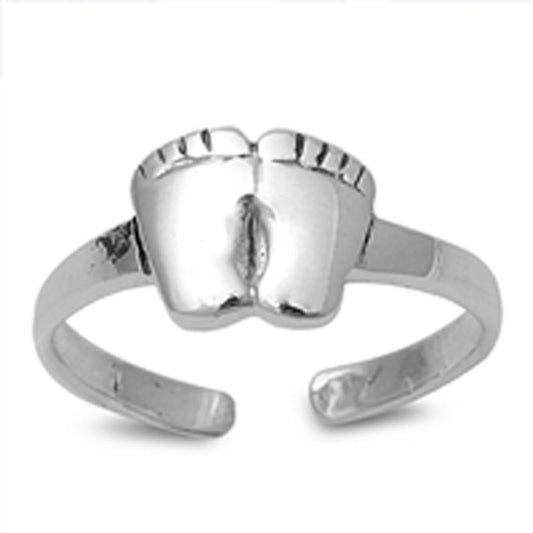 Baby Feet Footprint .925 Sterling Silver Toe Ring