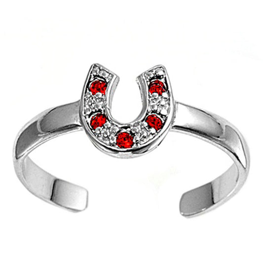 Horseshoe Simulated Garnet .925 Sterling Silver Toe Ring