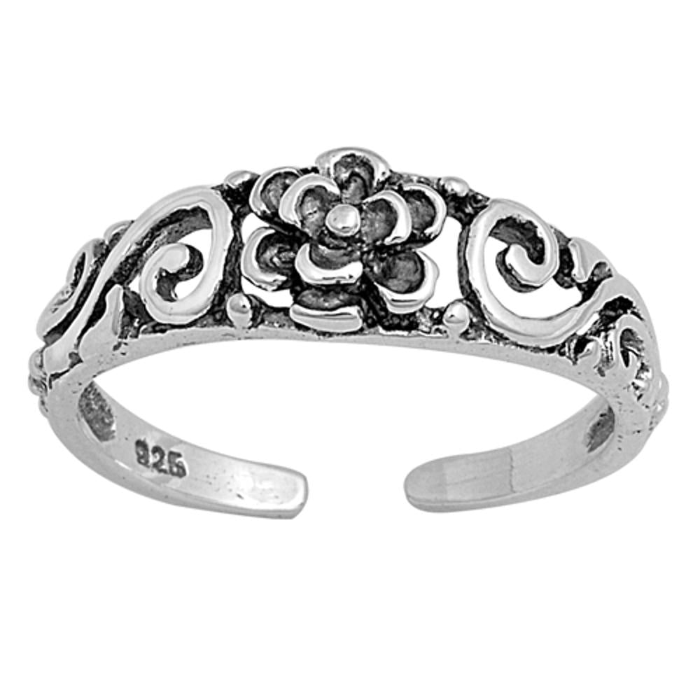 Flower Filigree .925 Sterling Silver Toe Ring