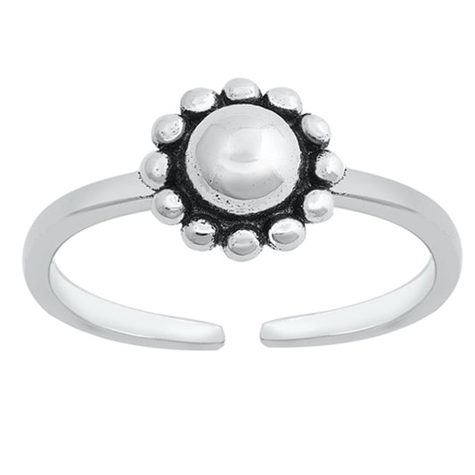 Sterling Silver Wholesale Bali Sun Toe Ring Oxidized Adjustable Flower Midi Band