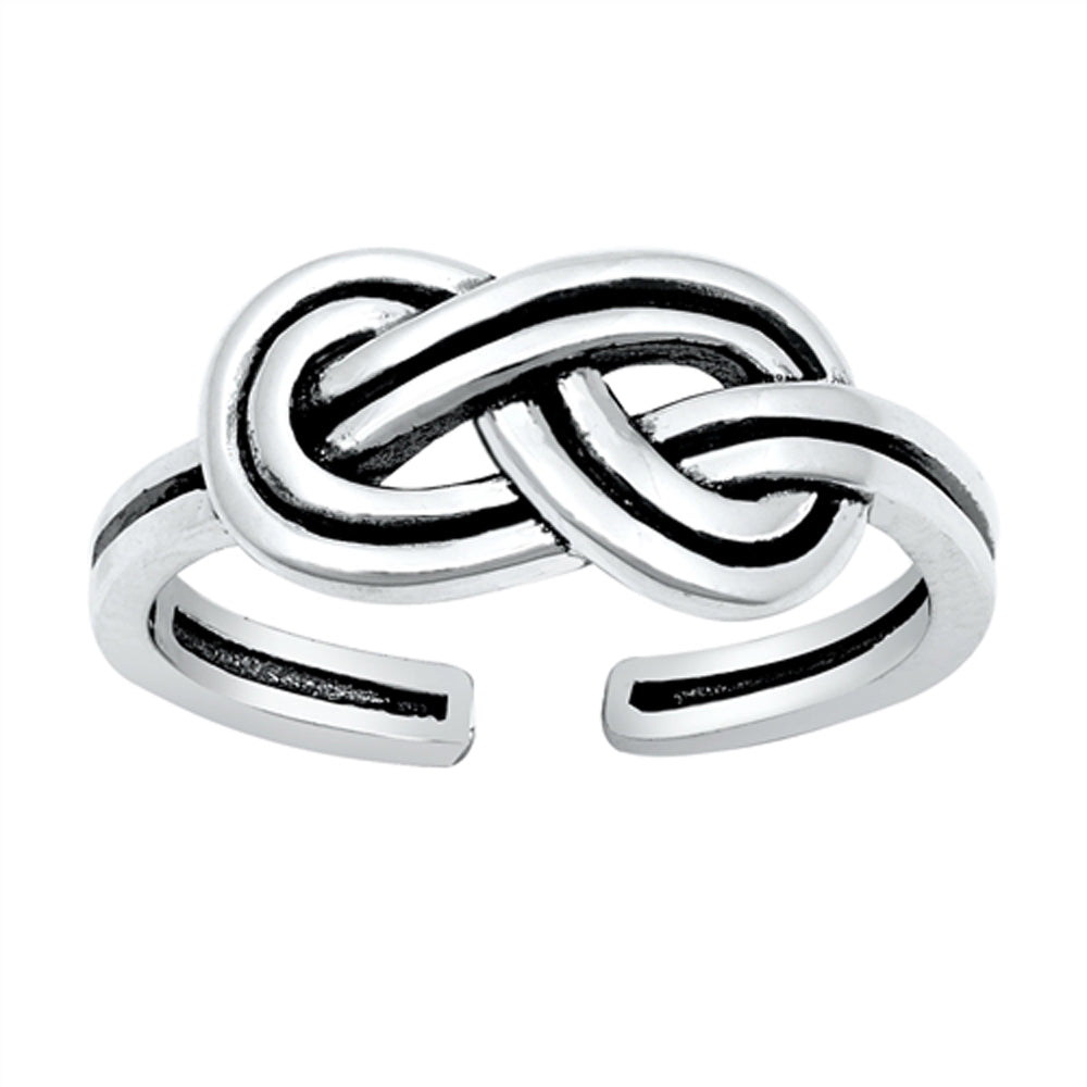 Sterling Silver Wholesale Infinity Knot Toe Ring Oxidized Adjustable Band 925