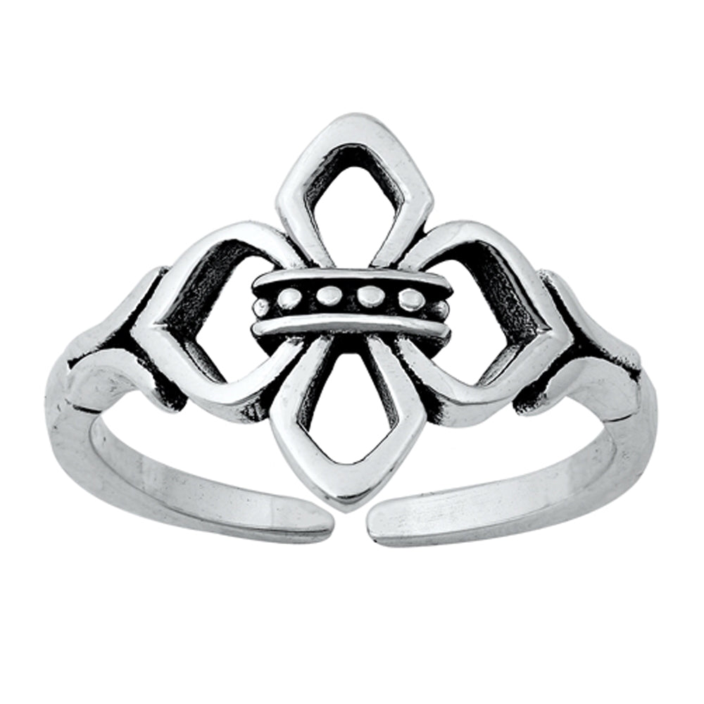 Sterling Silver Promise Fleur De Lis Toe Ring Vintage Adjustable Band 925 New