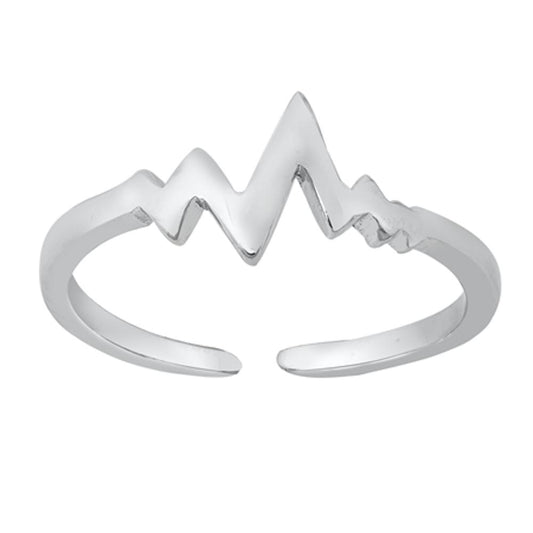 Sterling Silver Unique Heartbeat Toe Ring Cute Adjustable Midi EKG Band 925 New