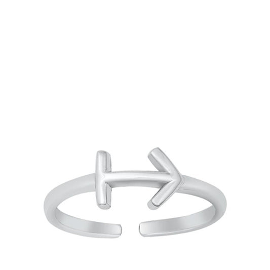 Sterling Silver Beautiful Sagittarius Sign Zodiac Toe Ring Adjustable Midi Band