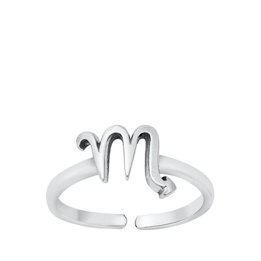 Sterling Silver Polished Scorpio Sign Zodiac Toe Ring Adjustable Midi Band 925