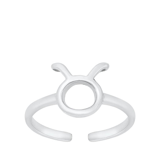 Sterling Silver Beautiful Taurus Sign Zodiac Toe Ring Adjustable Midi Band 925