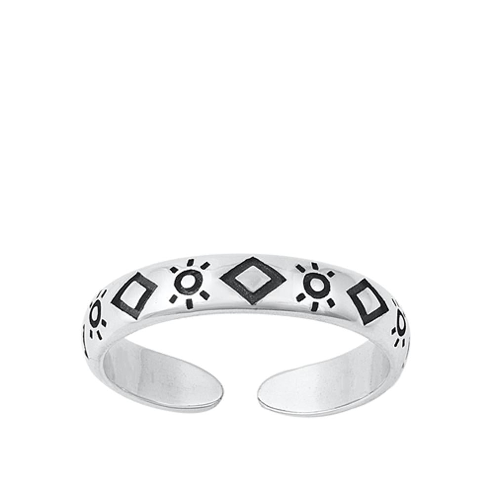 Sterling Silver Classic Sun Toe Ring Adjustable Geometric Midi Band 925 New