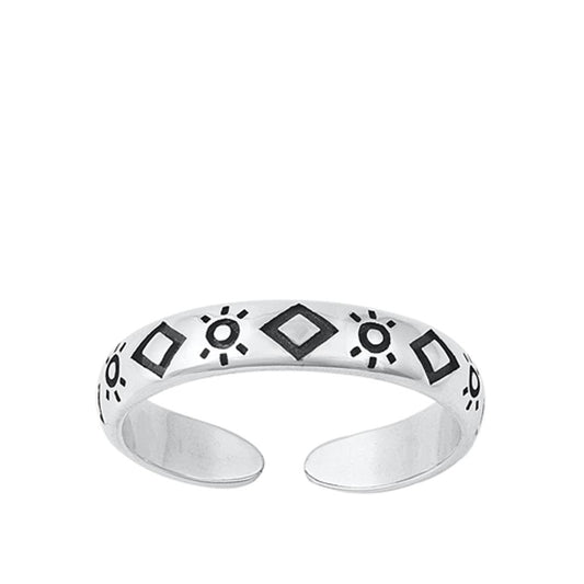 Sterling Silver Classic Sun Toe Ring Adjustable Geometric Midi Band 925 New