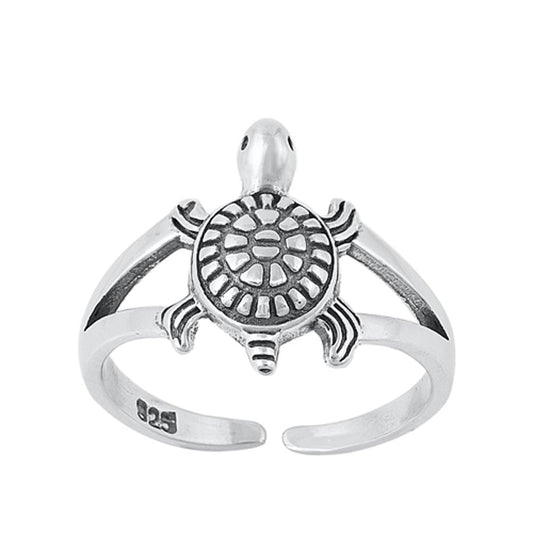 Oxidized Sterling Silver Sea Turtle Toe Ring 925 New Cute Adjustable Midi Band