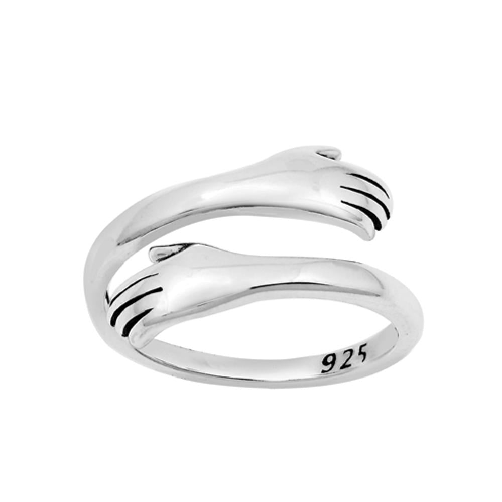 Sterling Silver Hand Hug Adjustable Band Toe Midi Love Fashion Ring .925 New