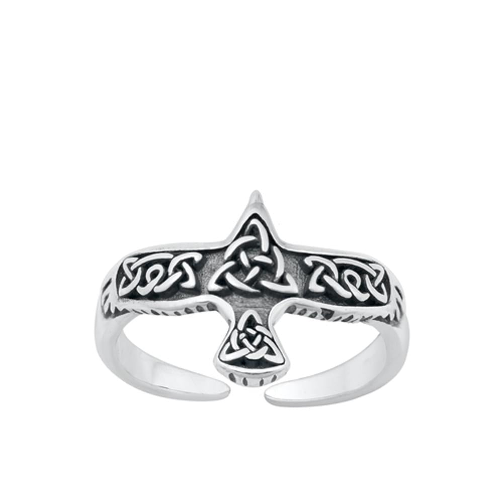 Sterling Silver Fashion Celtic Triquetra Band Hawk Eagle Toe Midi Ring .925 New