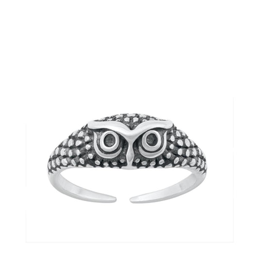 Sterling Silver Unique Owl Toe Midi Adjustable Ring .925 New Oxidized Band