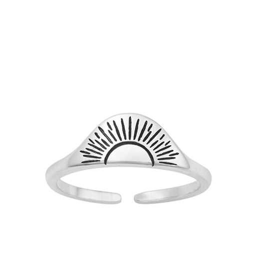 Sterling Silver Oxidized Sunrise Sunset Toe Midi Adjustable Ring .925 New Band