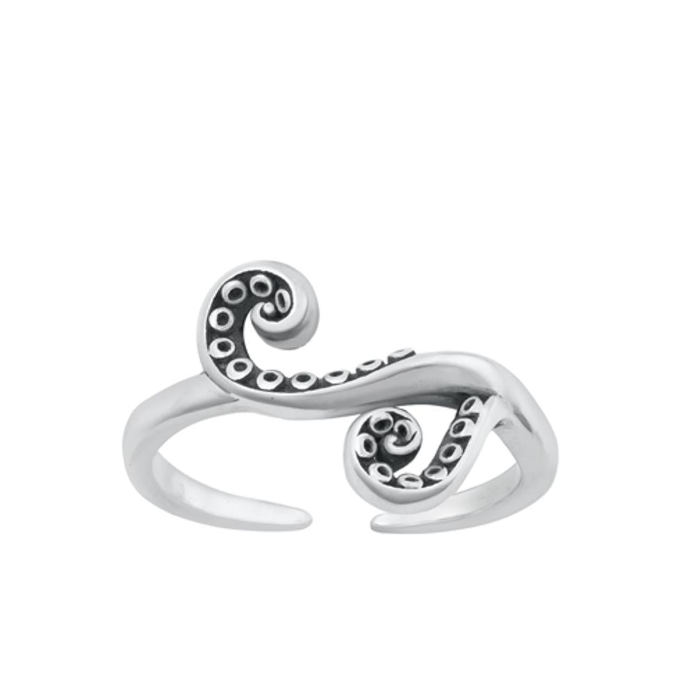 Sterling Silver Fashion Adjustable Oxidized Tentacles Toe Midi Ring 925 New Band