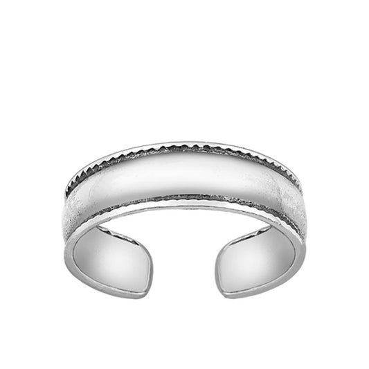 Sterling Silver Cute Oxidized Toe Ring Adjustable Midi Band 925 New