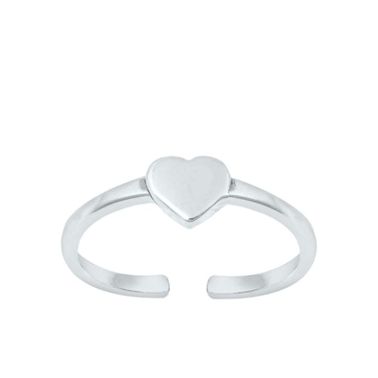 Sterling Silver Thin Heart Toe Midi Ring Adjustable Love Band .925 New