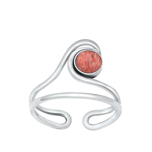 Sterling Silver Wholesale Carnelian Toe Midi Adjustable Wave Ring .925 New Band