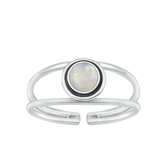 Sterling Silver Cute Moonstone Toe Midi Adjustable Ring .925 New Band