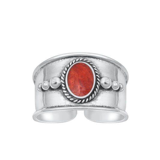 Sterling Silver Polished Coral Toe Midi Bali Adjustable Ring .925 New Band