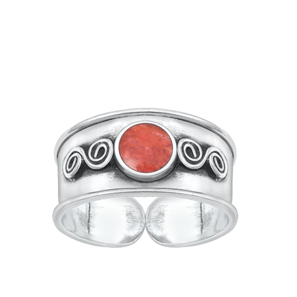 Sterling Silver Fashion Coral Toe Midi Bali Adjustable Ring .925 New Band