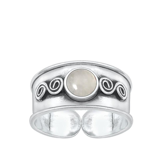 Sterling Silver Fashion Moonstone Toe Midi Bali Adjustable Ring .925 New Band