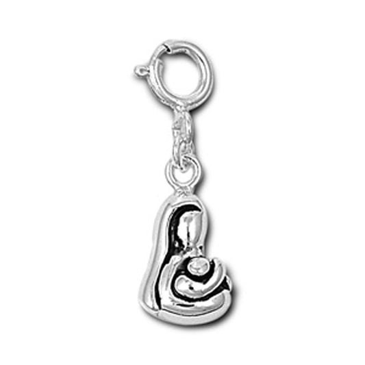 Mother & Child Pendant .925 Sterling Silver Mother Mary Baby Jesus Faith Charm