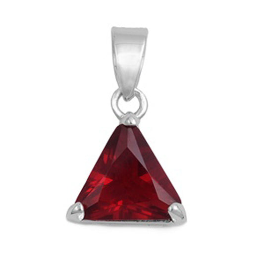 Classic Geometric Triangle Pendant Simulated Garnet .925 Sterling Silver Charm