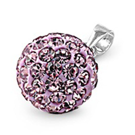 Elegant Ball Pendant Simulated Lavender .925 Sterling Silver Studded Charm