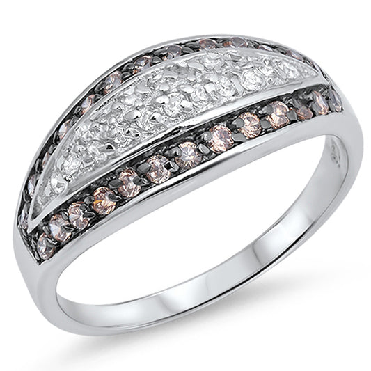 Micro Pave White CZ Halo Eye Fashion Ring .925 Sterling Silver Band Sizes 6-10