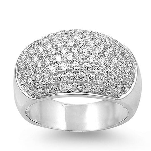 Clear CZ Micro Pave Oval Wide Bar Ring New .925 Sterling Silver Band Sizes 6-9