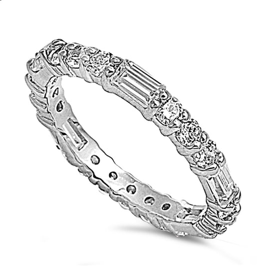 Clear CZ Elegant Thin Stacking Ring .925 Sterling Silver Thumb Band Sizes 5-10