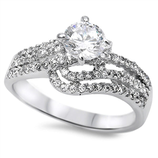 Clear CZ Chic Style Bridal Engagement Ring .925 Sterling Silver Band Sizes 5-10