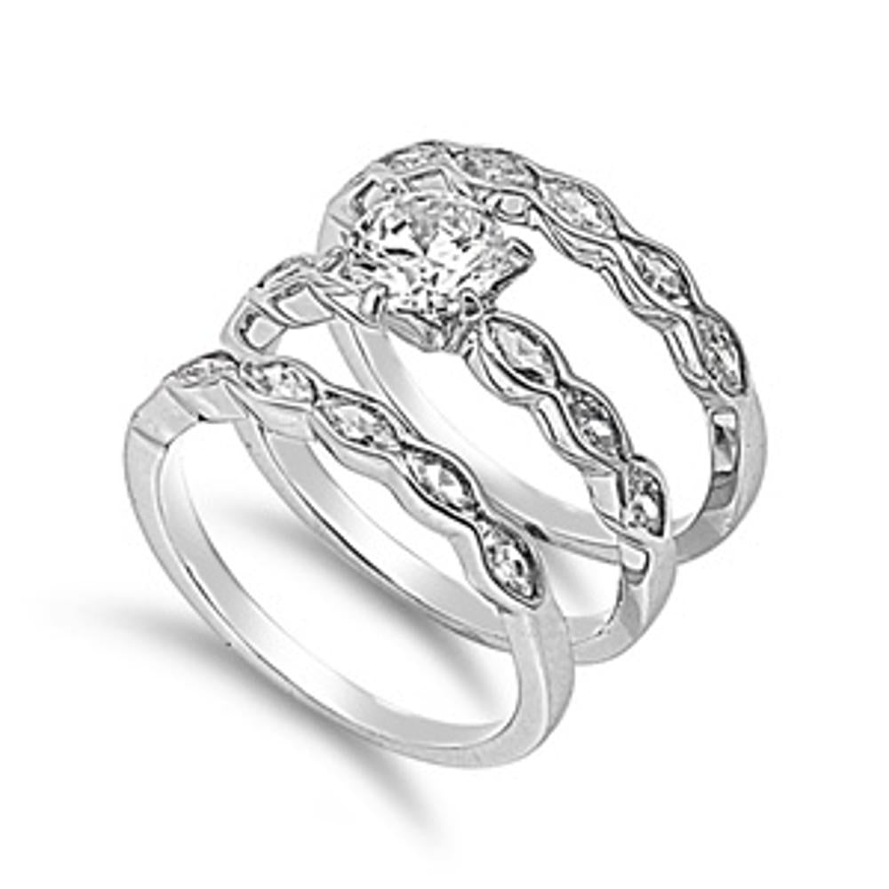 Elegant Stacking Bridal Ring New .925 Sterling Silver Band Sizes 5-10