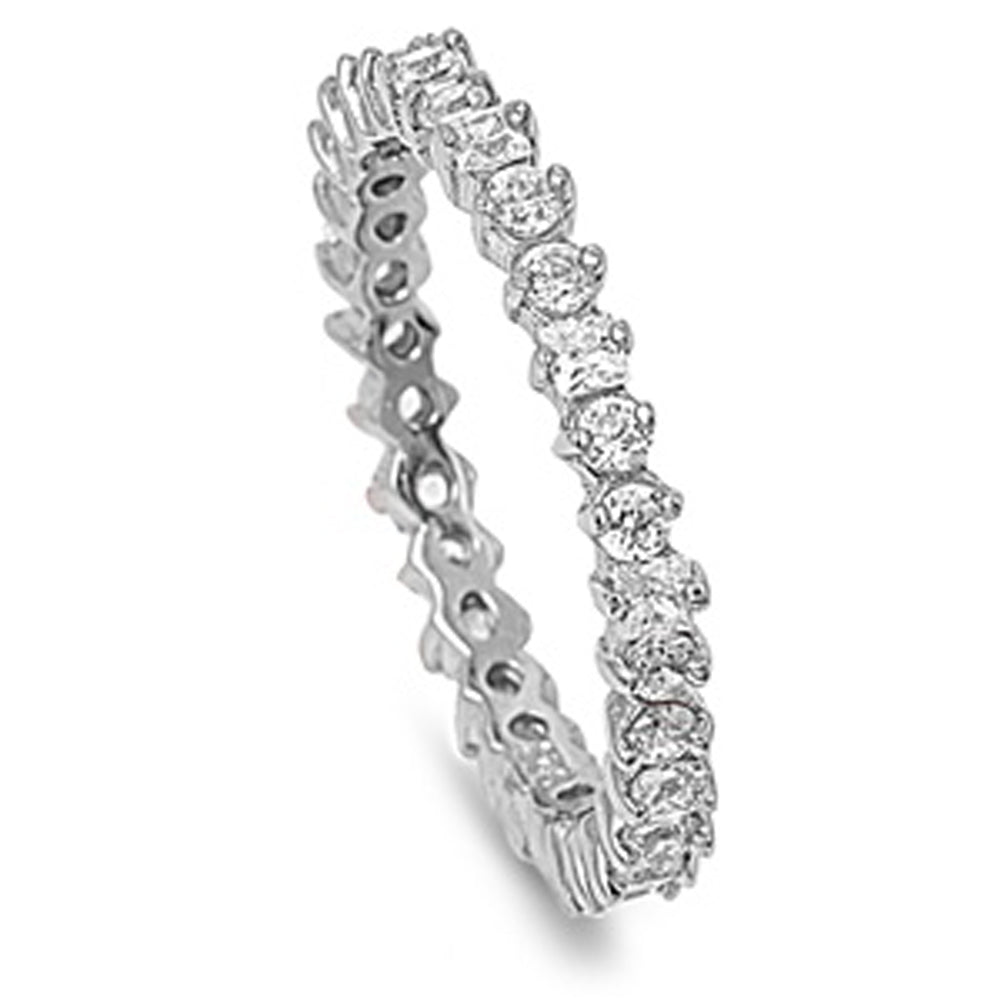 Clear CZ Polished Simple Stacking Ring 925 Sterling Silver Thumb Band Sizes 4-10