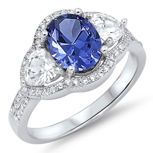 Tanzanite CZ Elegant Unique Polished Ring .925 Sterling Silver Band Sizes 5-10