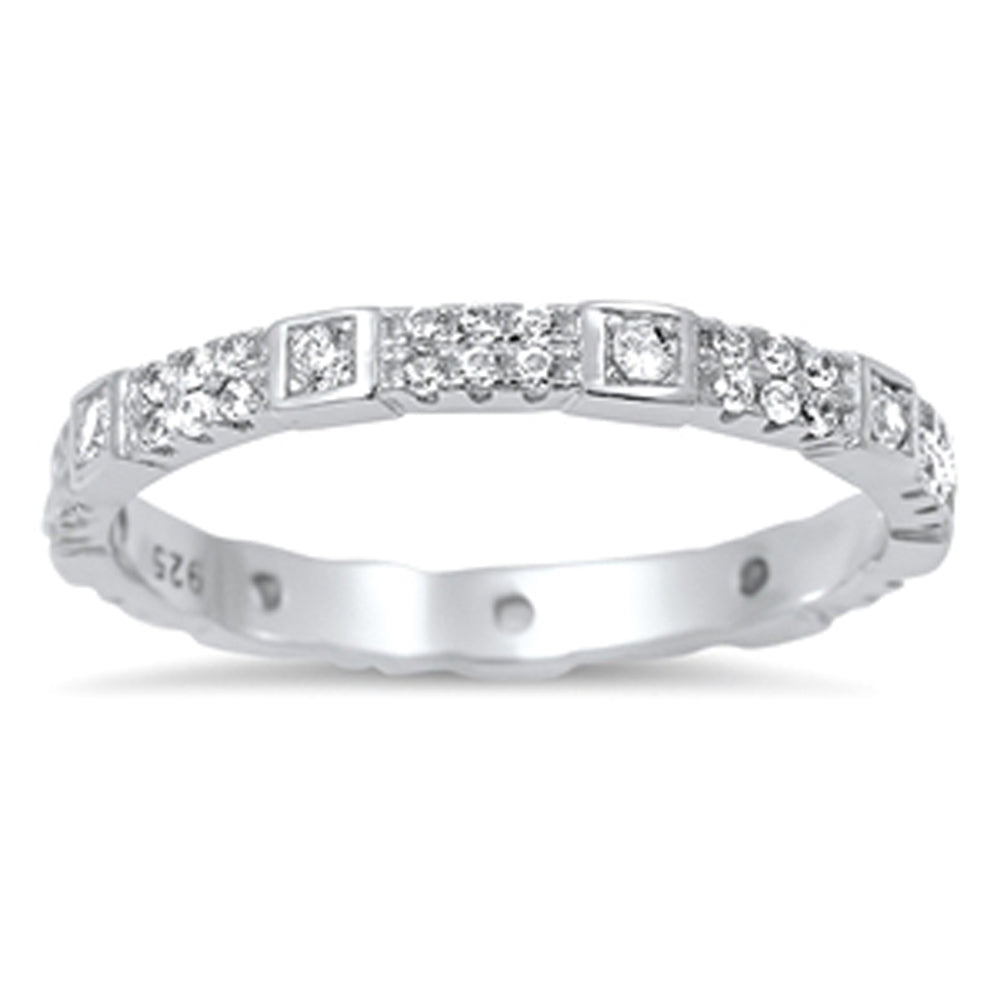 Stackable Eternity Unique Clear CZ Cute Ring 925 Sterling Silver Band Sizes 5-10