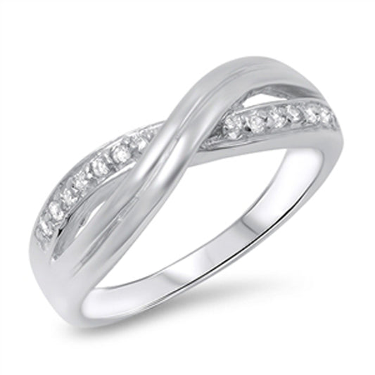 Women's Infinity White CZ Classic Ring New .925 Sterling Silver Band Sizes 5-10