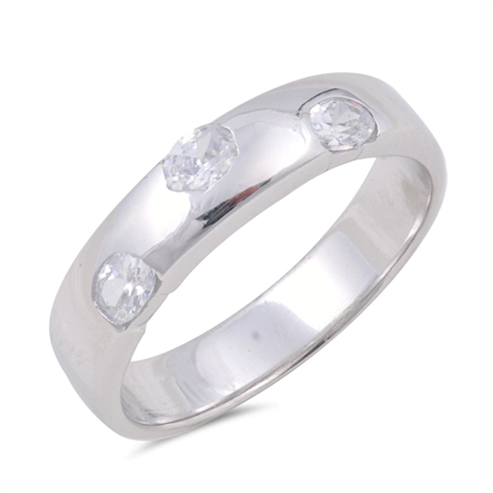 Wedding Clear CZ Beautiful Pebble Ring New .925 Sterling Silver Band Sizes 6-9