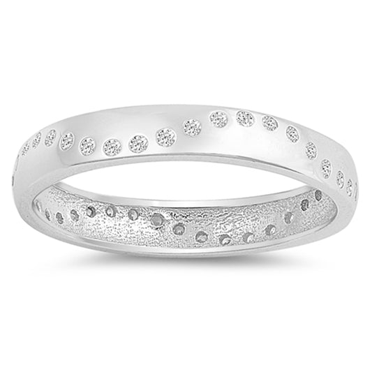 Clear CZ Eternity Wave Simple Thumb Ring New 925 Sterling Silver Band Sizes 5-10