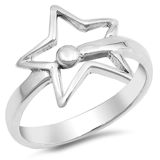 Star Ball High Polished Wide Ring New .925 Sterling Silver Band Sizes 5-10