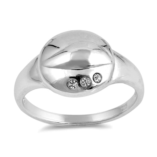 High Polish Shine Clear CZ Beautiful Ring .925 Sterling Silver Band Sizes 6-10