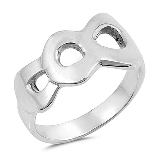 Link Loop Infinity Polished Ring New .925 Sterling Silver Band Sizes 5-9